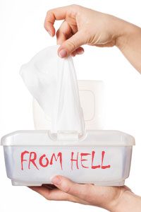 Baby wipes, a common cause of blocked toilets